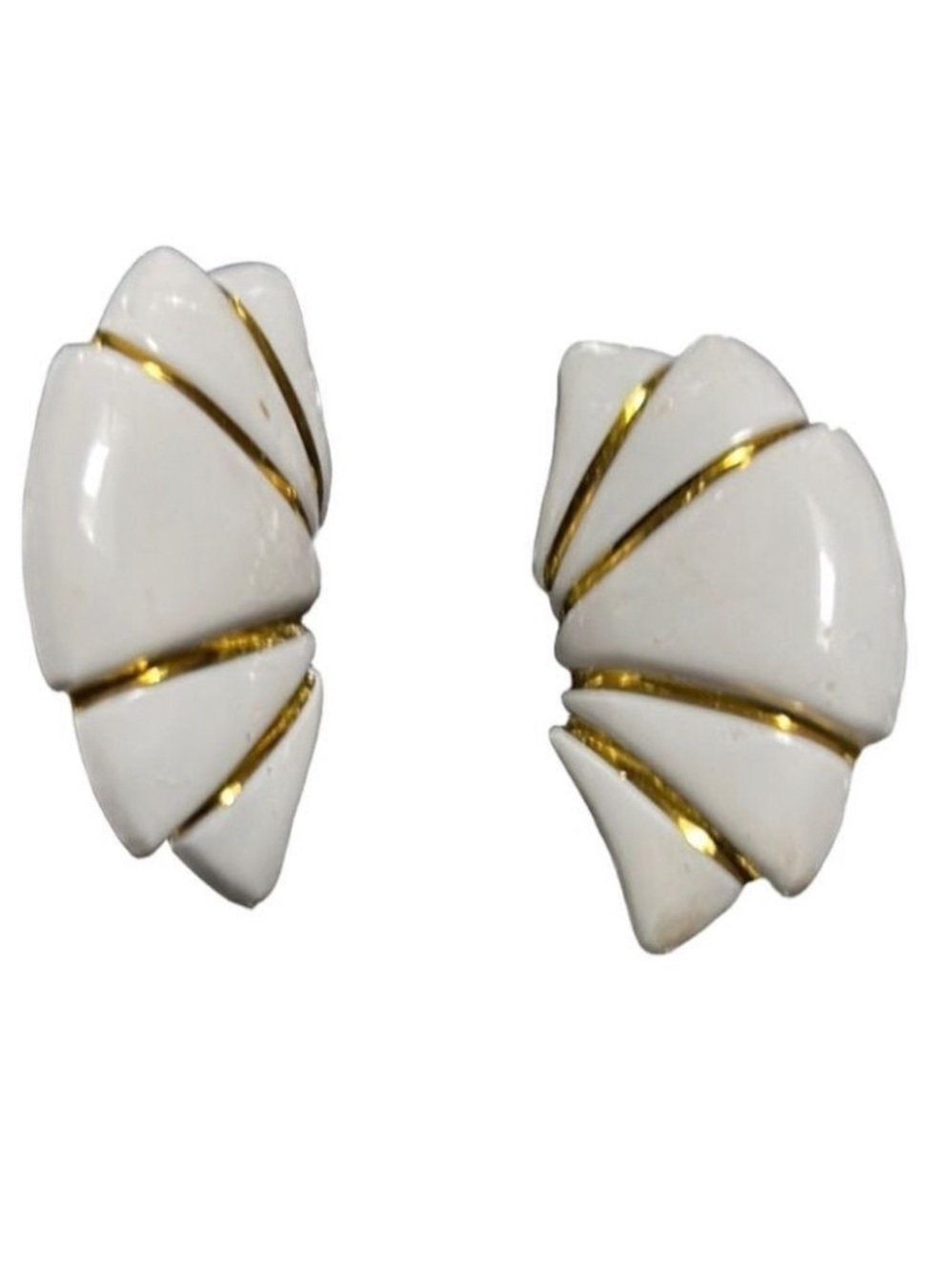 Vintage White Gold 1980s Clip Earrings